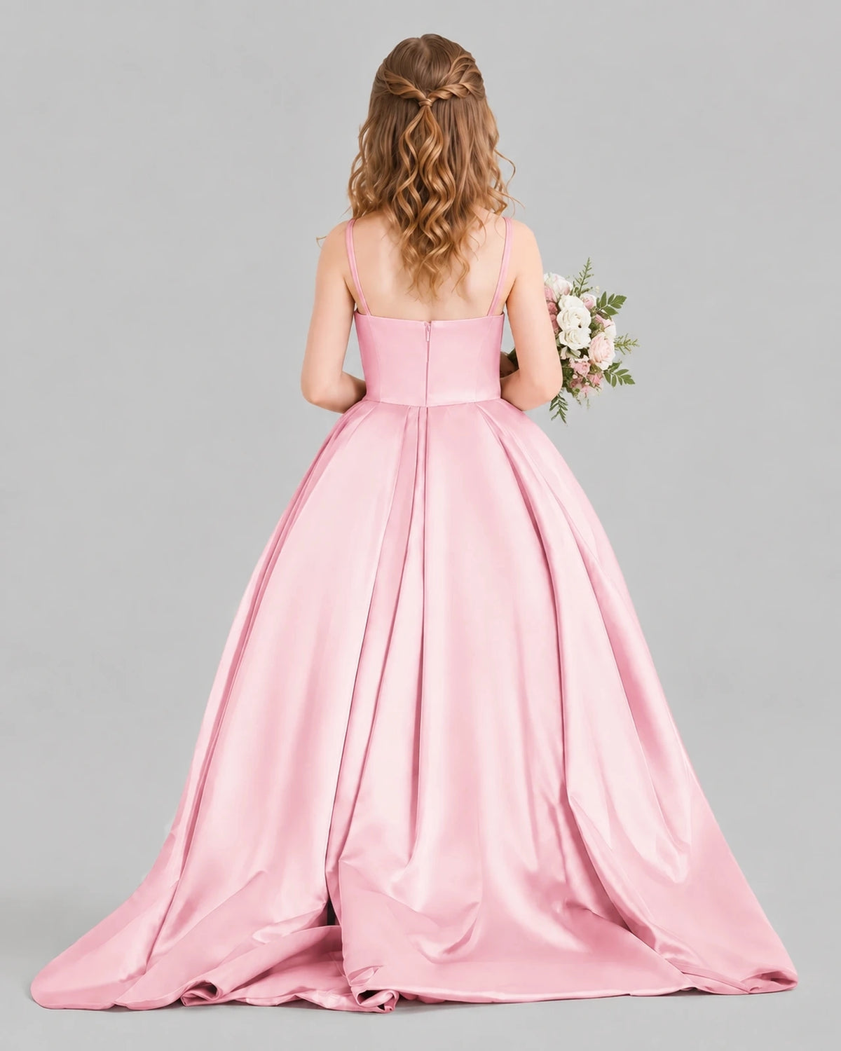 Pink Ball Gown Girls Pageant Dresses Pose
