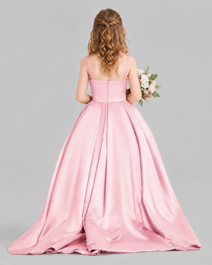 Pink Ball Gown Girls Pageant Dresses Pose