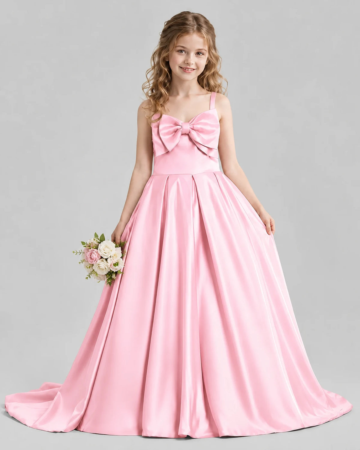 Pink Ball Gown Girls Pageant Dresses Pose