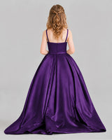 Purple Ball Gown Girls Pageant Dresses Back