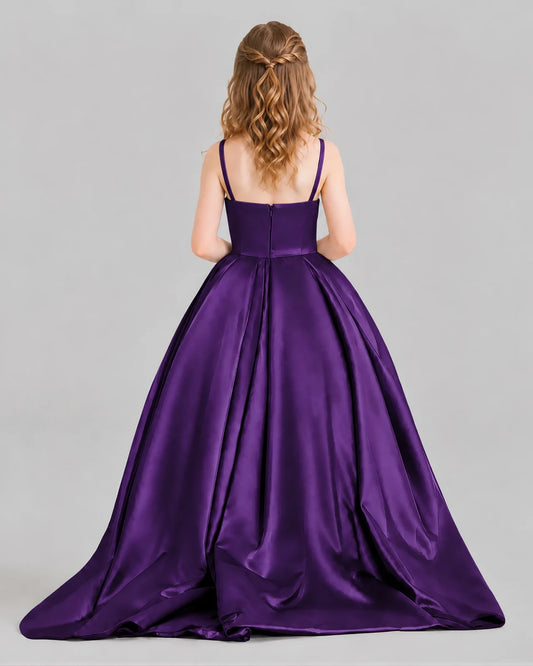 Purple Ball Gown Girls Pageant Dresses Back