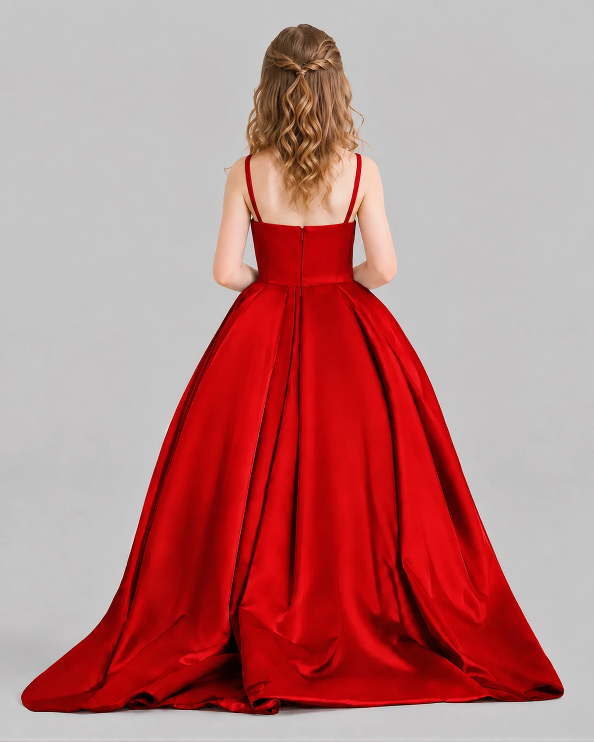 Red Ball Gown Girls Pageant Dresses Pose