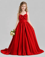 Red Ball Gown Girls Pageant Dresses Pose