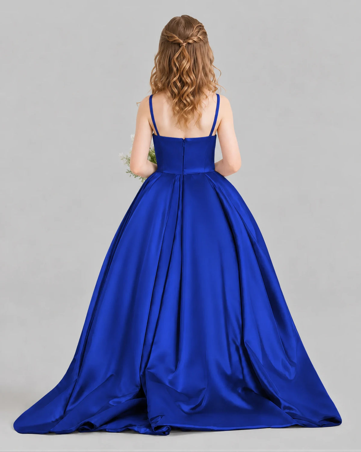 Royal Blue Ball Gown Girls Pageant Dresses Back