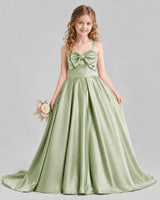Sage Green Ball Gown Girls Pageant Dresses Pose