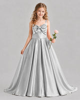 Silver Ball Gown Girls Pageant Dresses Front