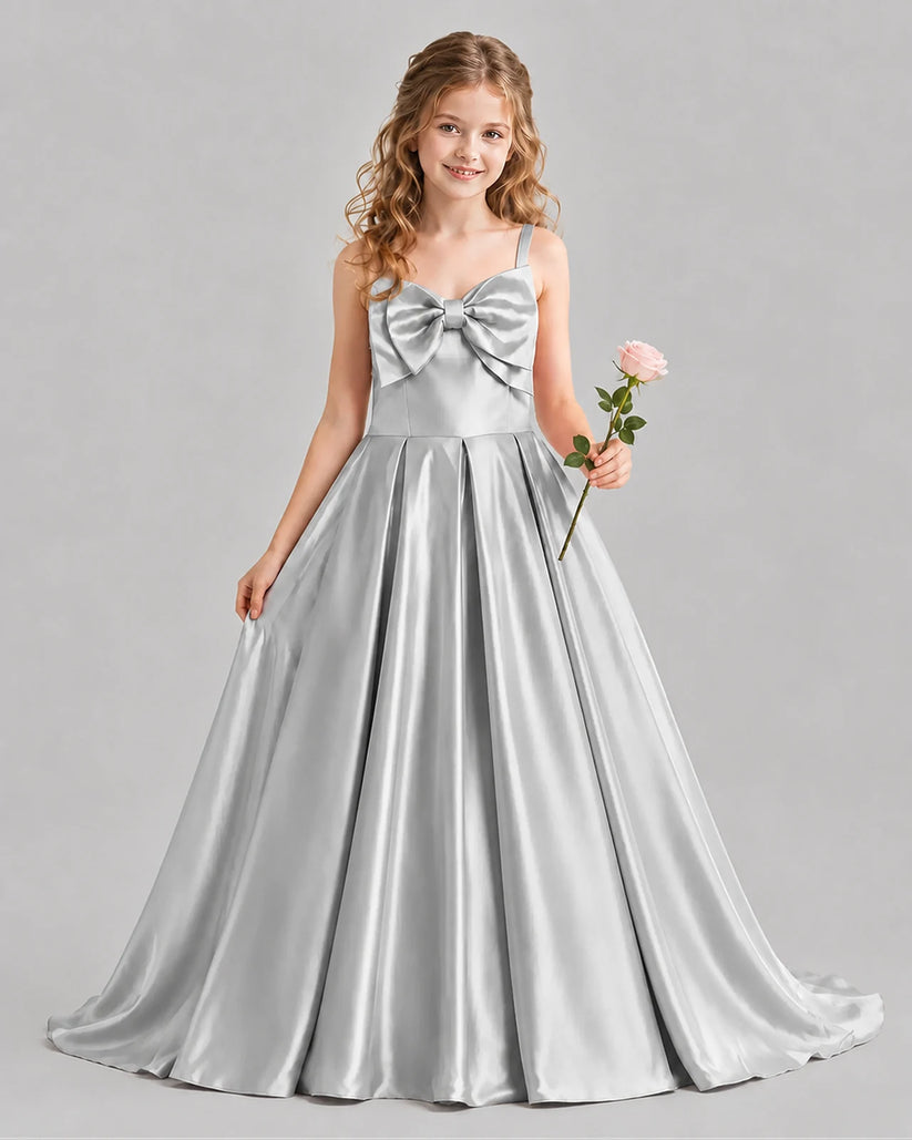 Silver Ball Gown Girls Pageant Dresses Front