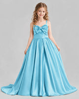 Sky Blue Ball Gown Girls Pageant Dresses Pose
