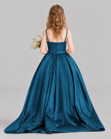 Teal Ball Gown Girls Pageant Dresses Back
