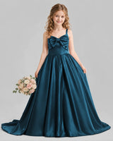 Teal Ball Gown Girls Pageant Dresses Pose