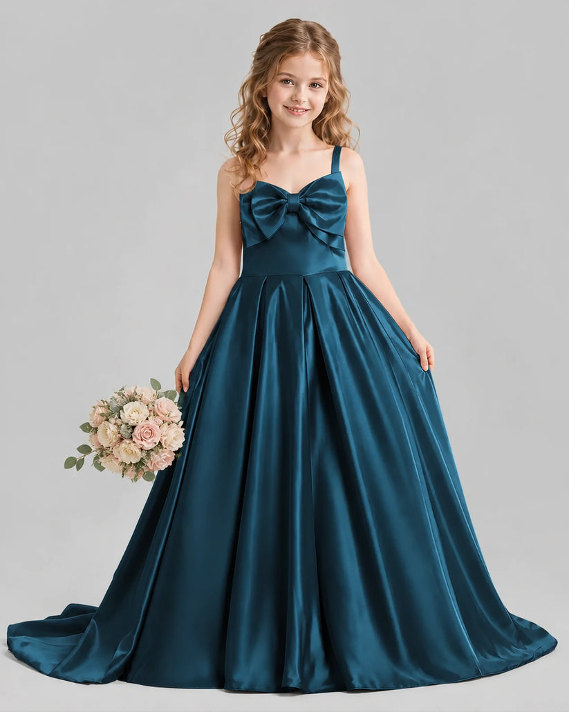 Teal Ball Gown Girls Pageant Dresses Pose