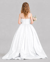 White Ball Gown Girls Pageant Dresses Back