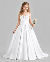 White Ball Gown Girls Pageant Dresses Front