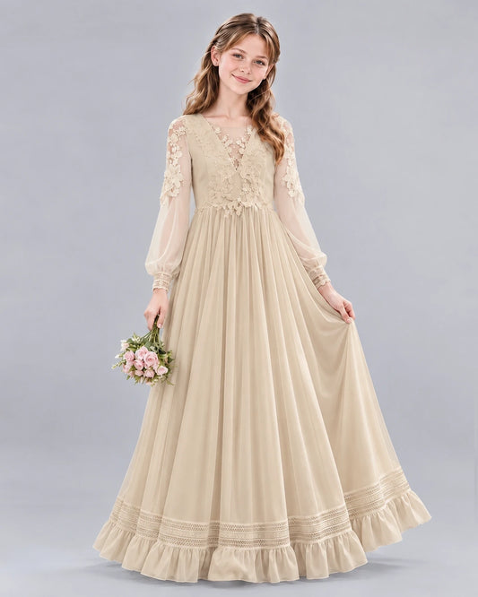 Champagne Ball Gown First Communion Dresses Front