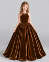 Chocolate Ball Gown Girls Formal Dress Front