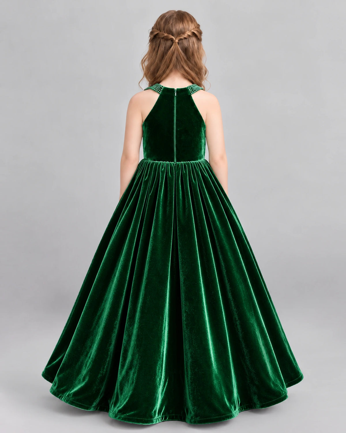 Dark Green Ball Gown Girls Formal Dress Back [Shared]