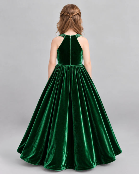 Dark Green Ball Gown Girls Formal Dress Back [Shared]