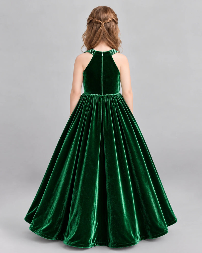 Dark Green Ball Gown Girls Formal Dress Back [Shared]