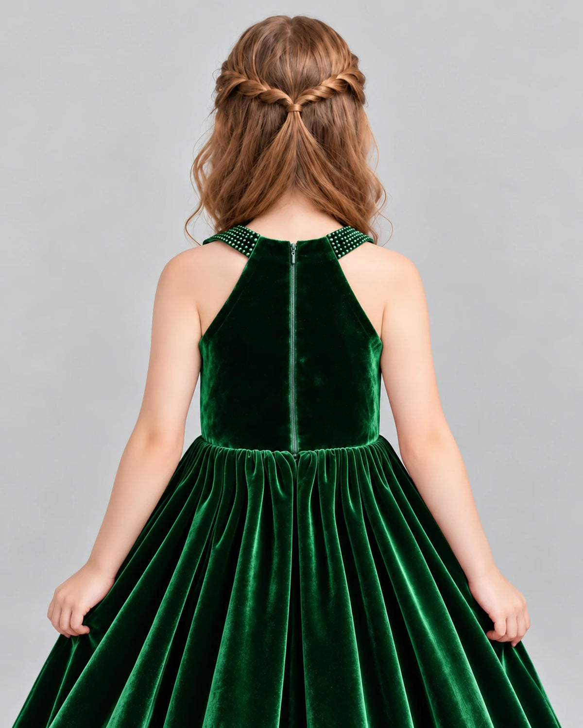 Dark Green Ball Gown Girls Formal Dress Back_Detail [Shared]