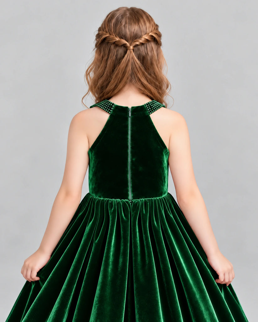 Dark Green Ball Gown Girls Formal Dress Back_Detail [Shared]