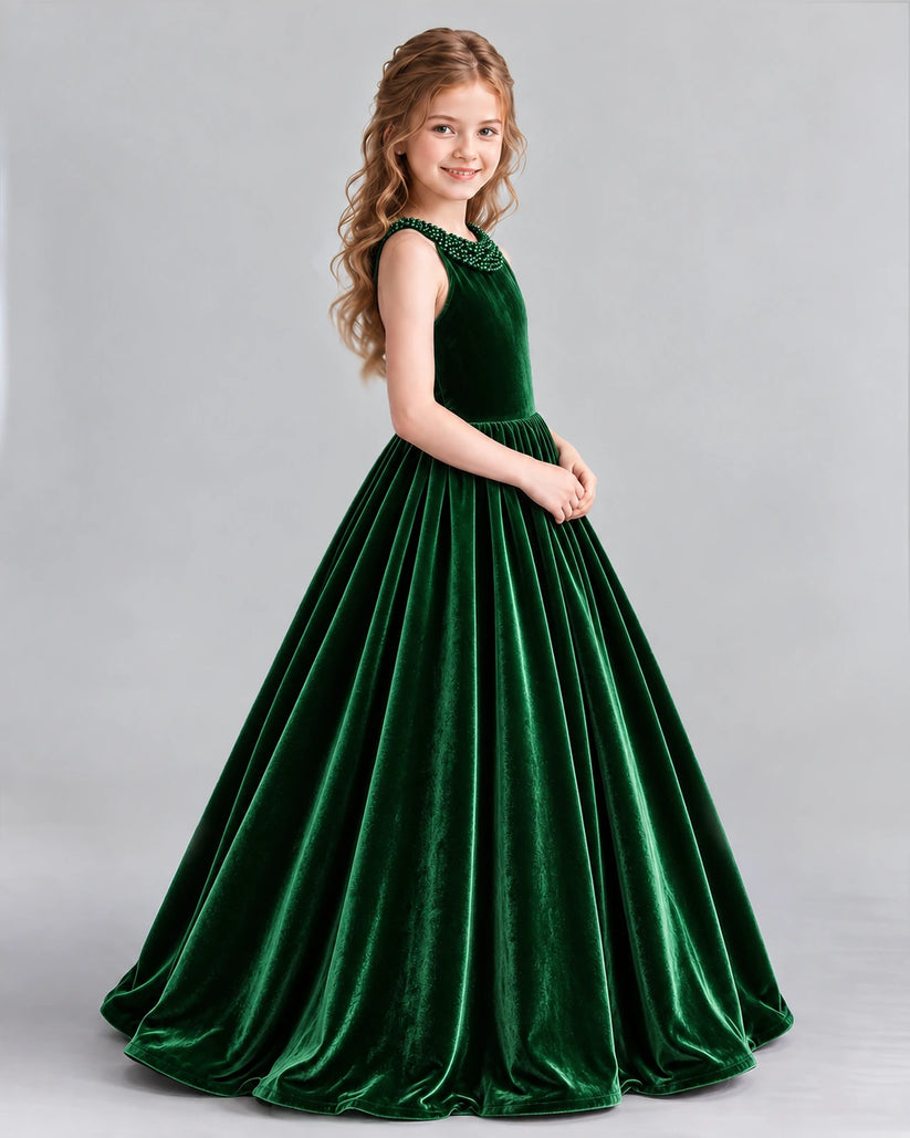 Dark Green Ball Gown Girls Formal Dress Side [Shared]