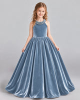 Dusty Blue Ball Gown Girls Formal Dress Front