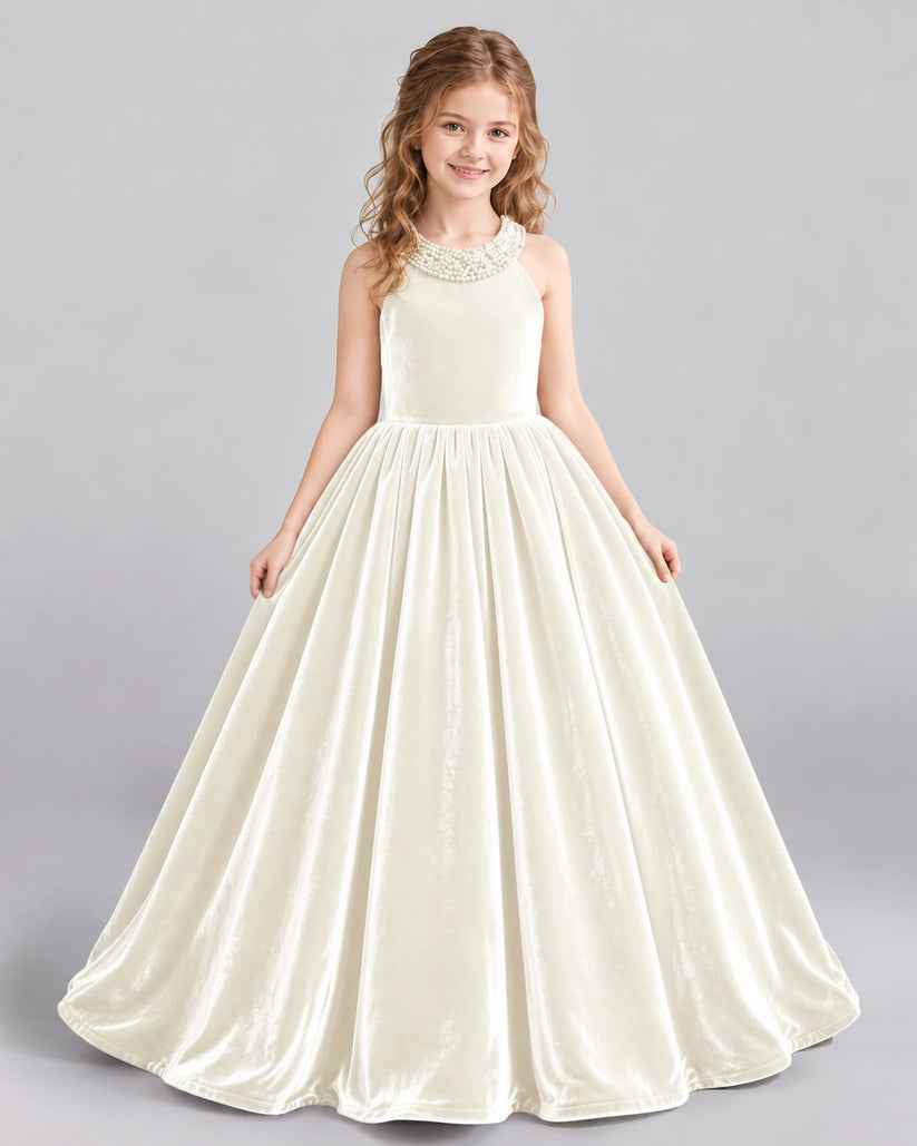 Ivory Ball Gown Girls Formal Dress Front