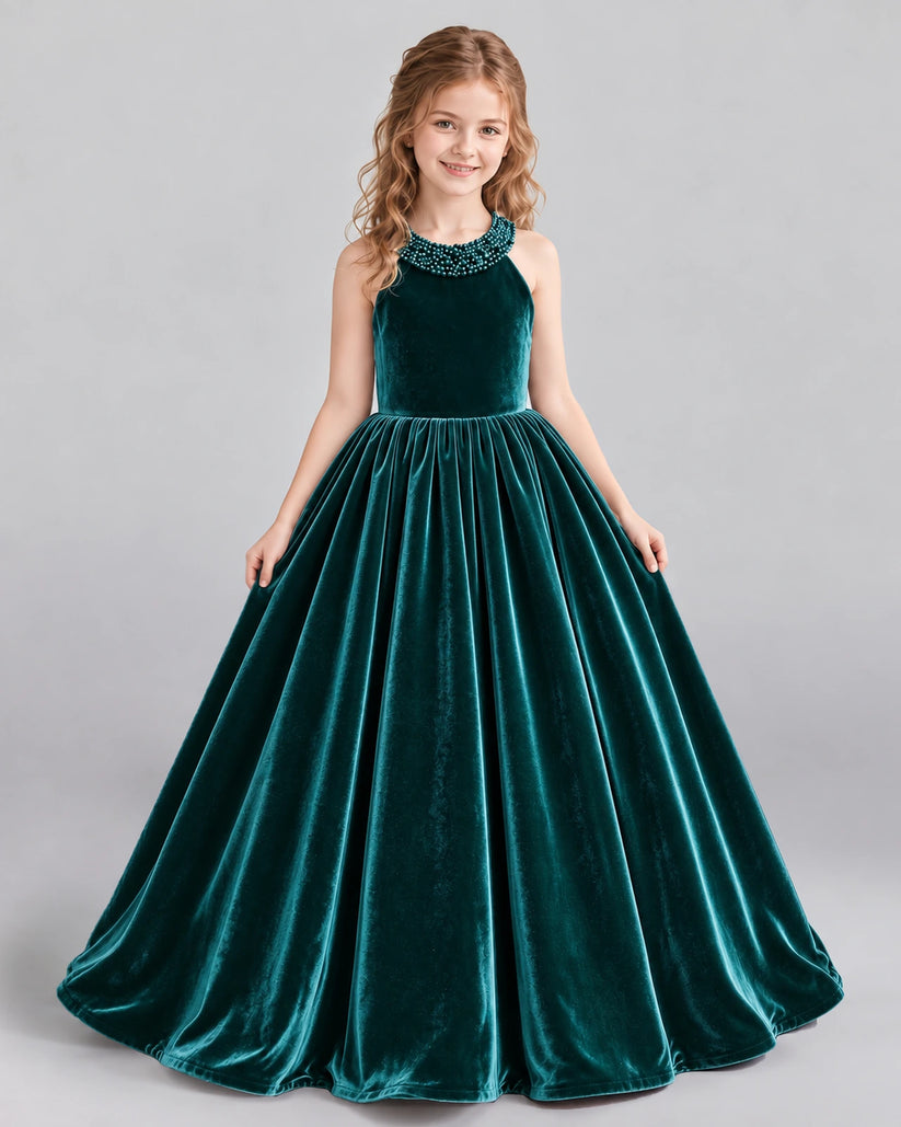 Peacock Ball Gown Girls Formal Dress Front