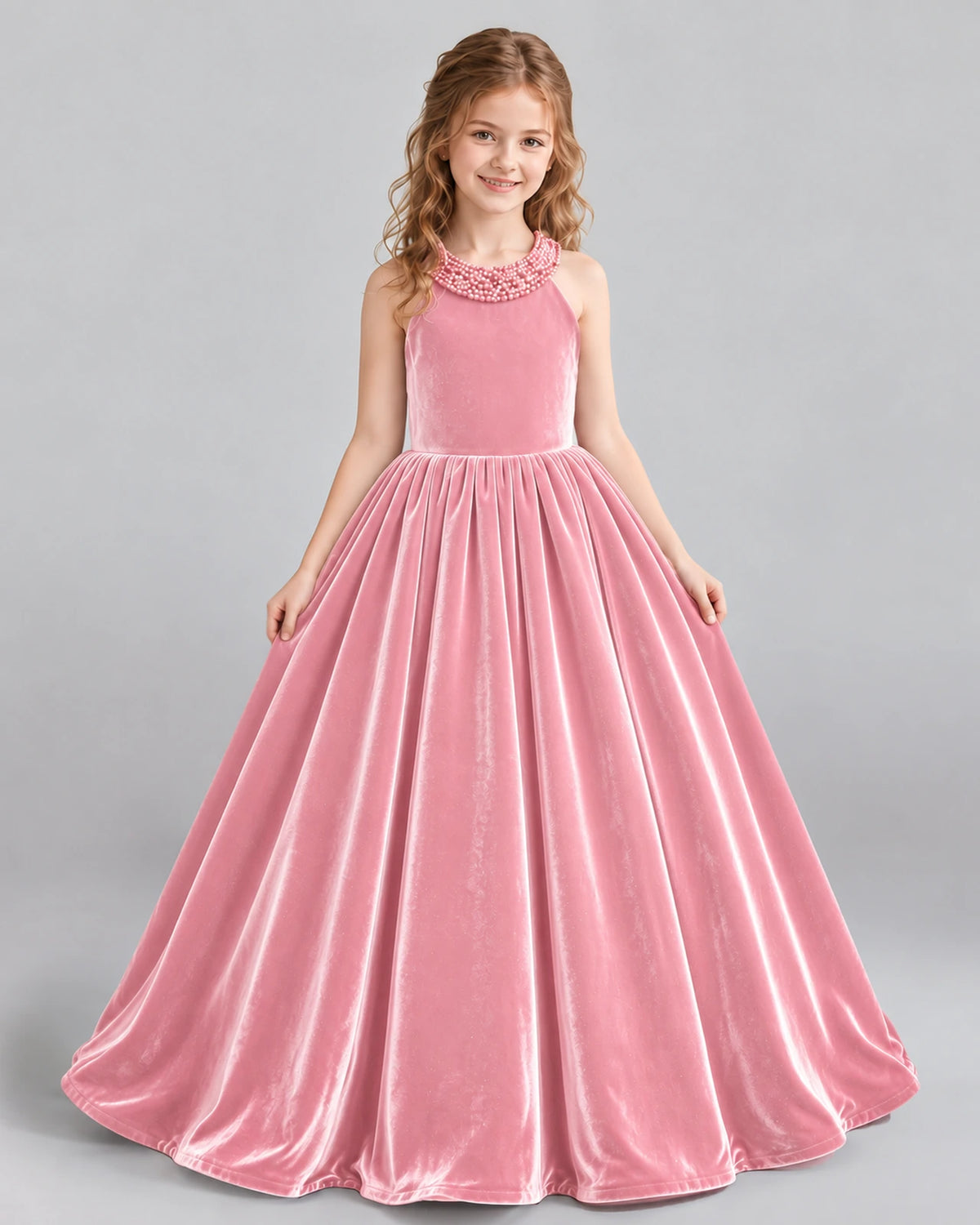 Pink Ball Gown Girls Formal Dress Front