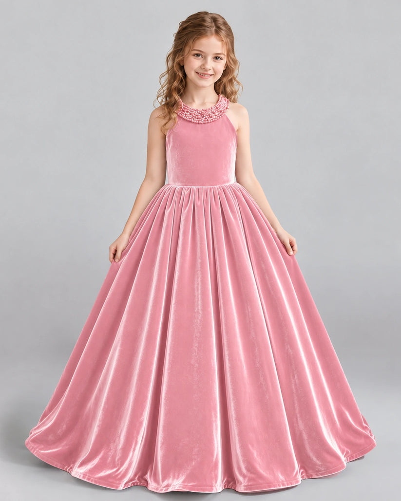 Pink Ball Gown Girls Formal Dress Front