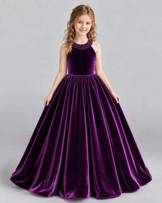 Purple Ball Gown Girls Formal Dress Front