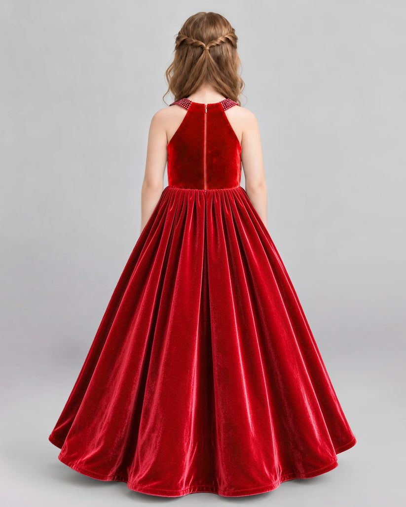 Red Ball Gown Girls Formal Dress Back [Shared]