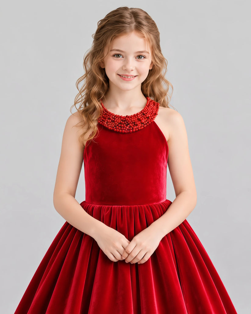 Red Ball Gown Girls Formal Dress Detail [Shared]