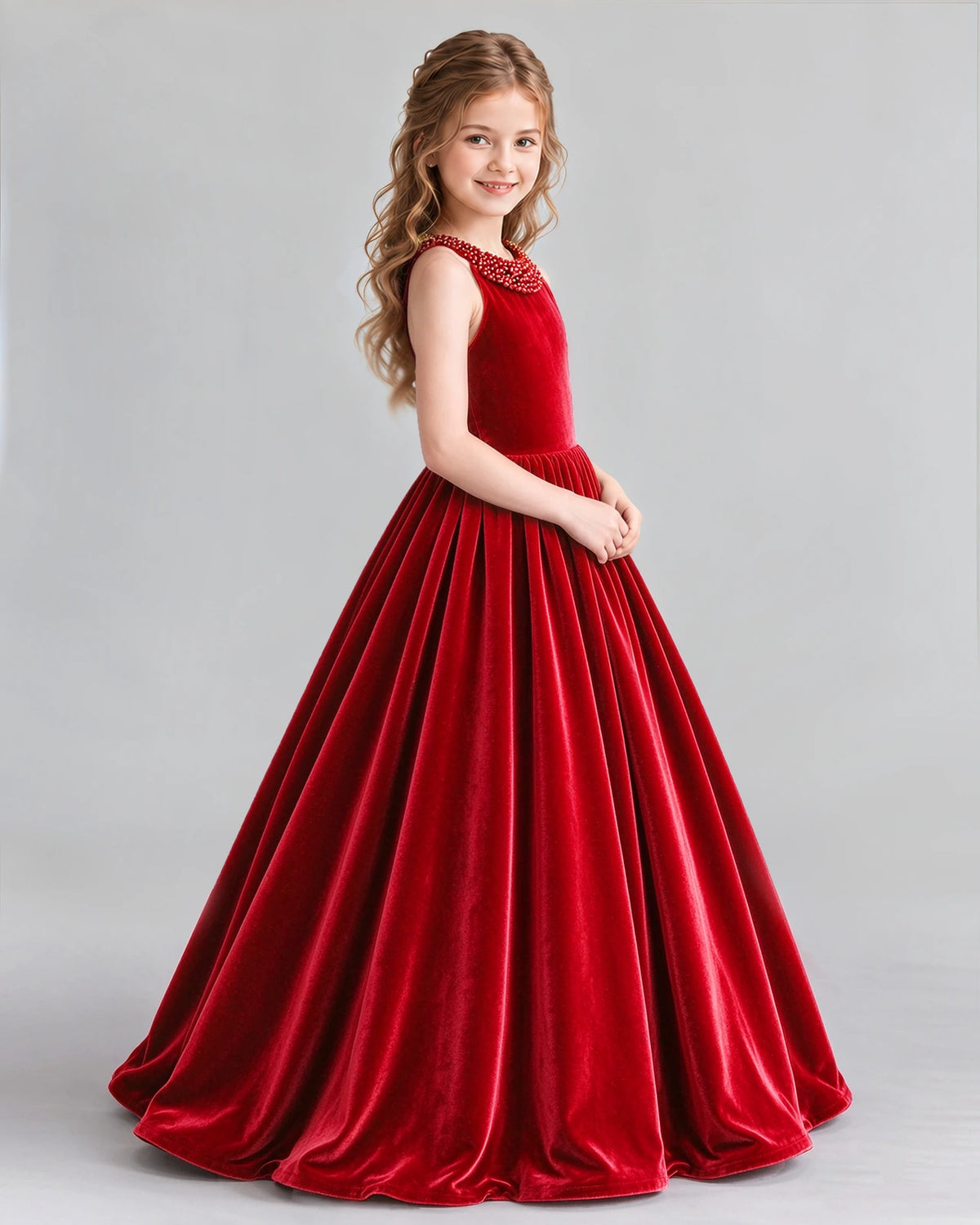 Red Ball Gown Girls Formal Dress Side [Shared]