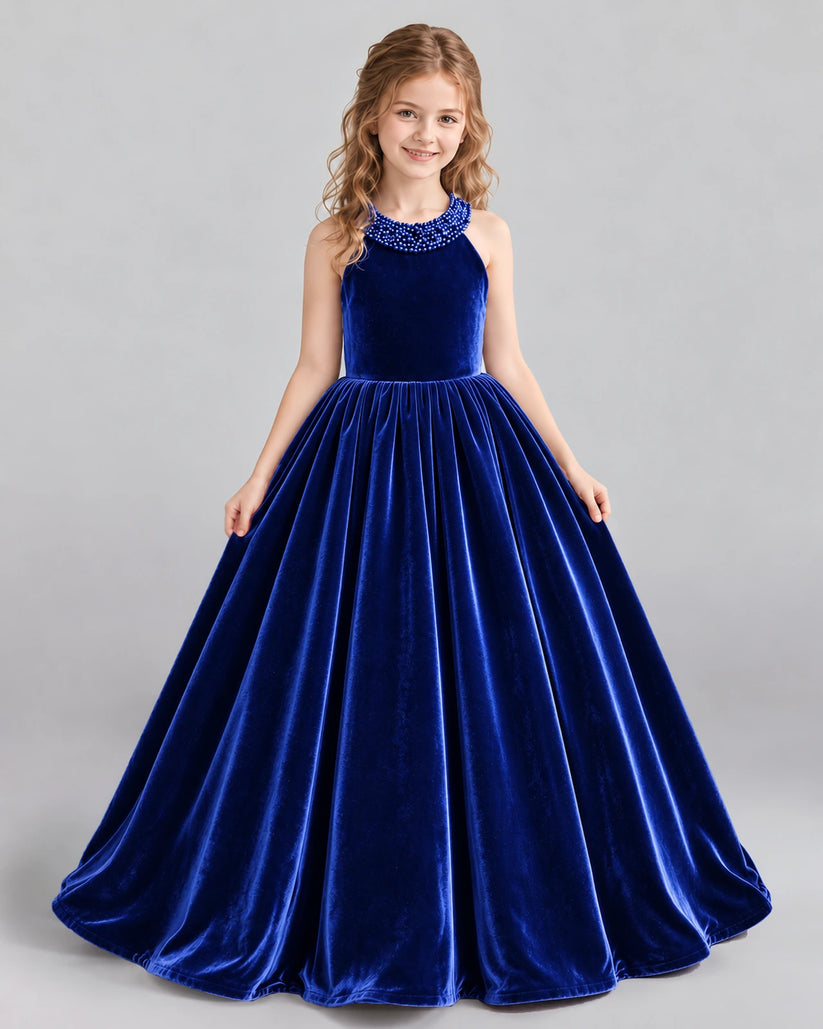 Royal Blue Ball Gown Girls Formal Dress Front
