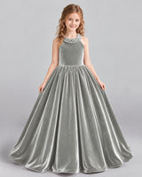 Silver Ball Gown Girls Formal Dress Front