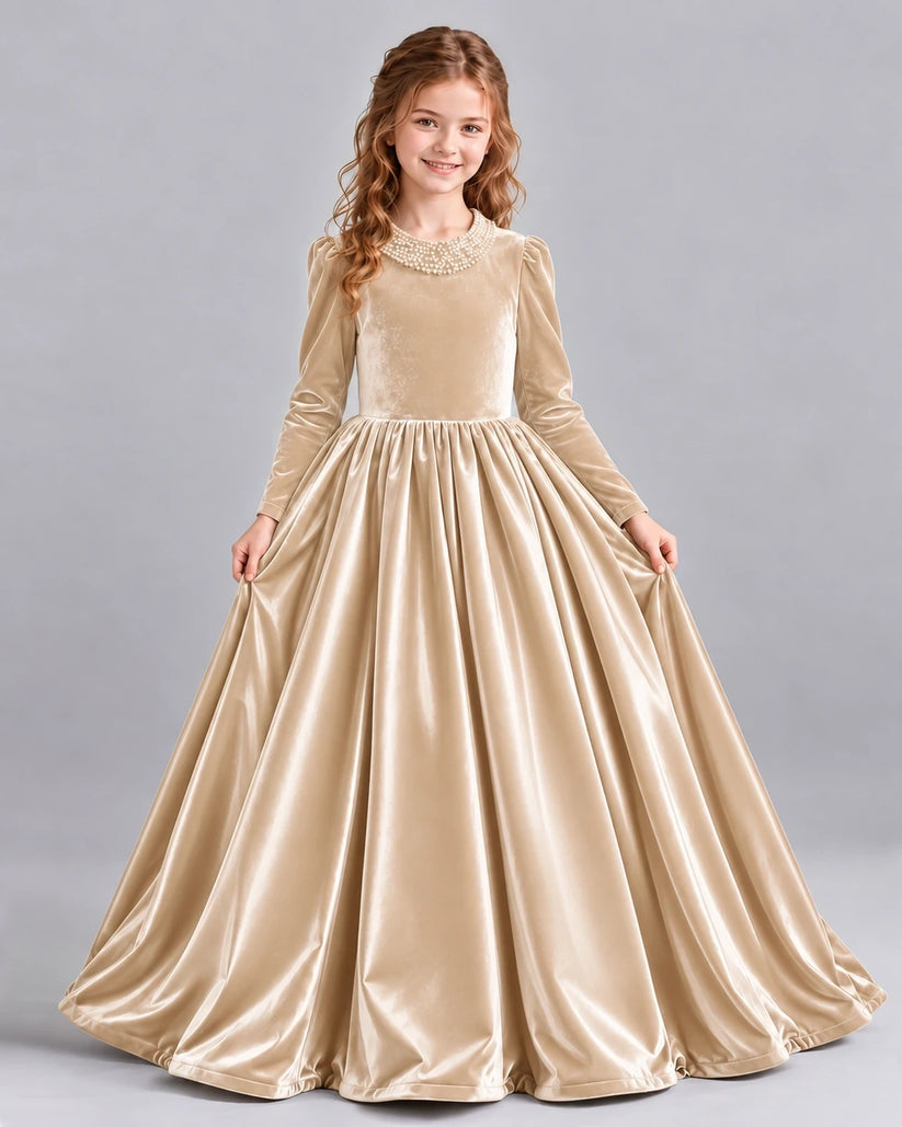 Champagne Ball Gown Girls Formal Dress Front