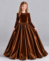 Chocolate Ball Gown Girls Formal Dress Front