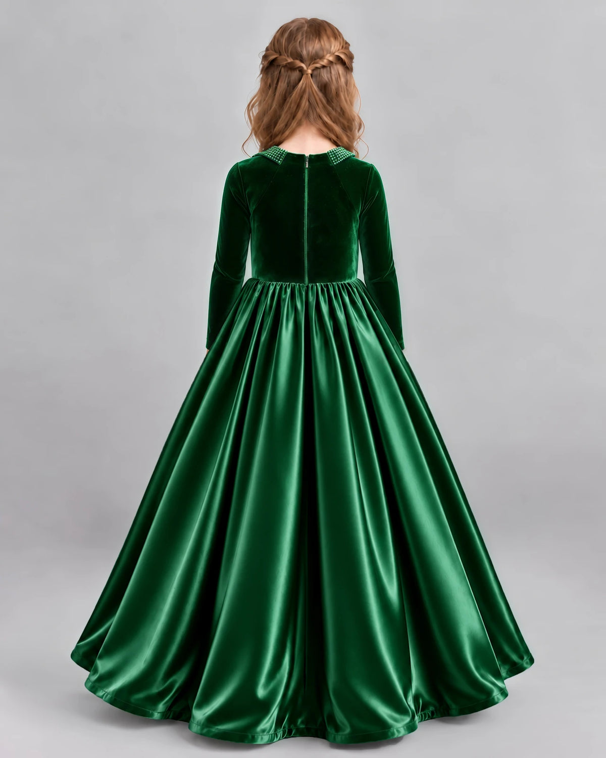 Dark Green Ball Gown Girls Formal Dress Back [Shared]