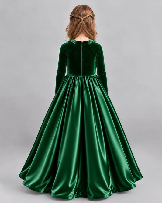 Dark Green Ball Gown Girls Formal Dress Back [Shared]