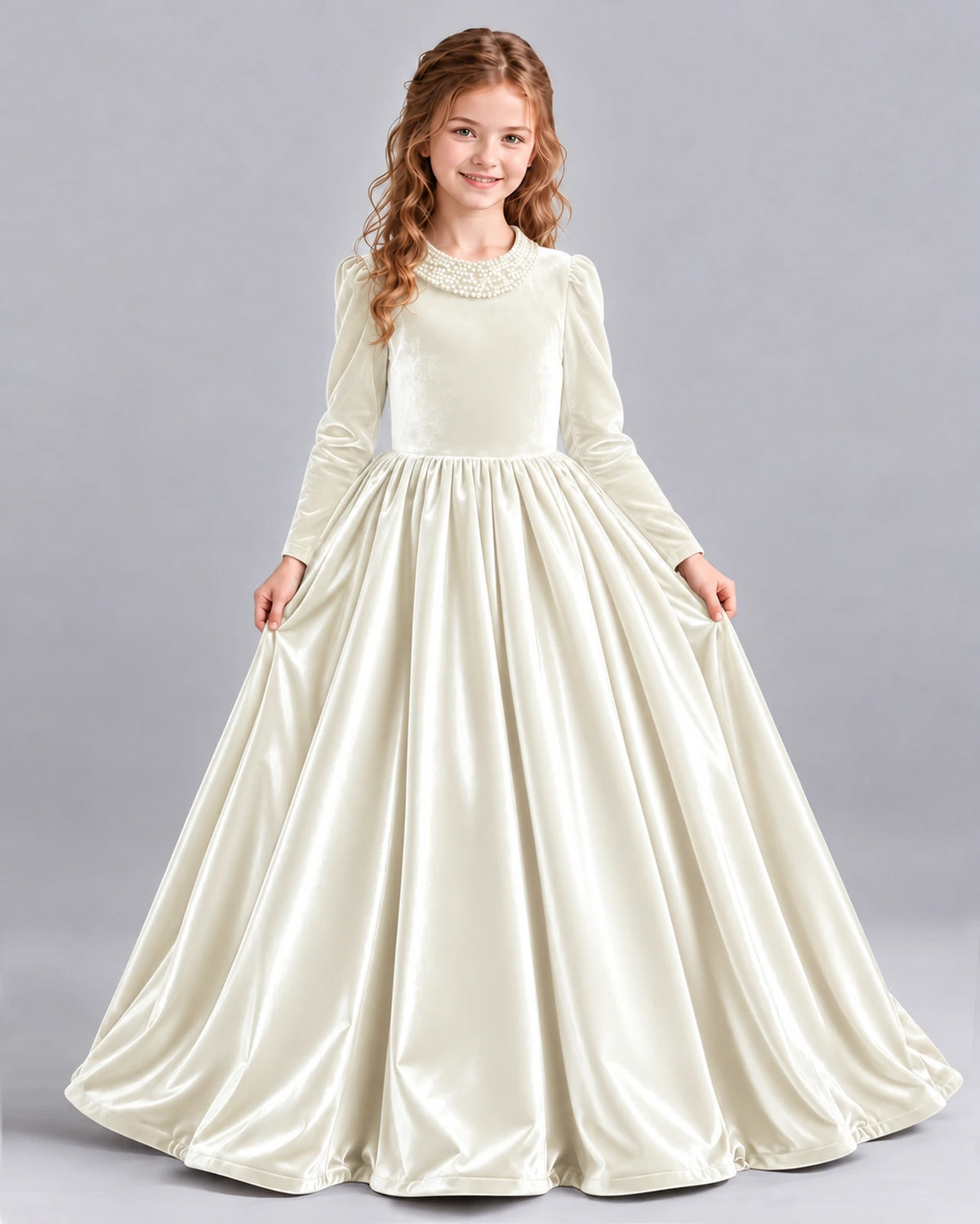 Ivory Ball Gown Girls Formal Dress Front