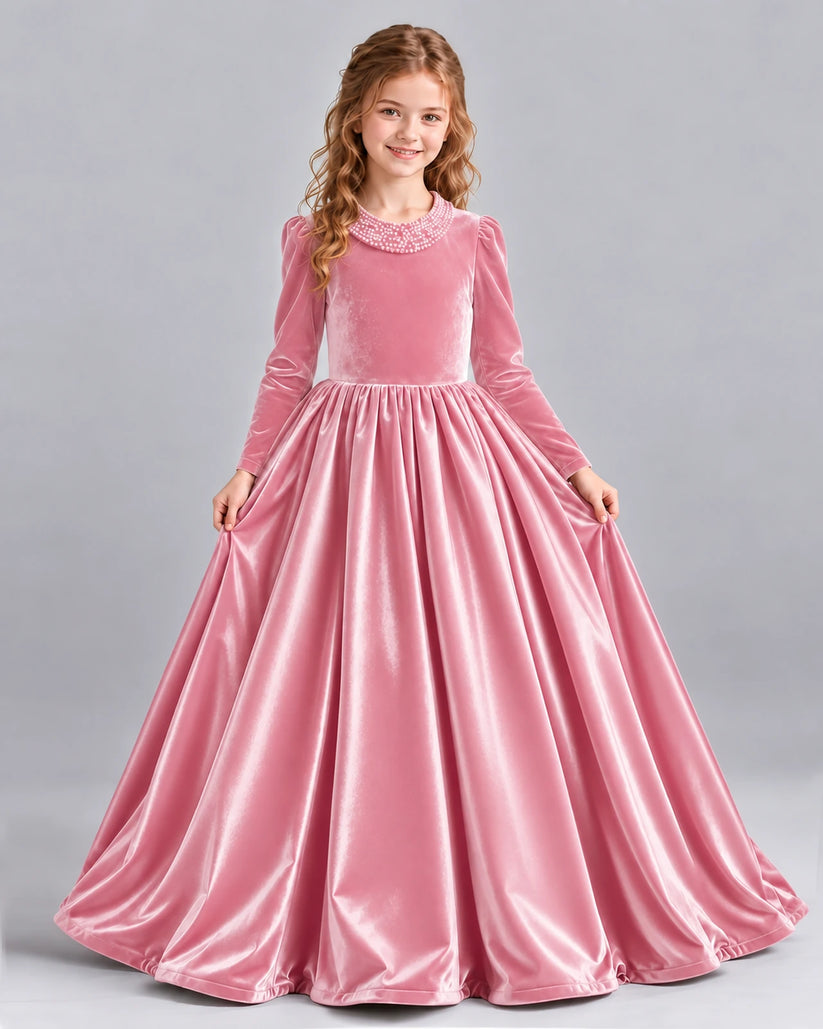 Pink Ball Gown Girls Formal Dress Front