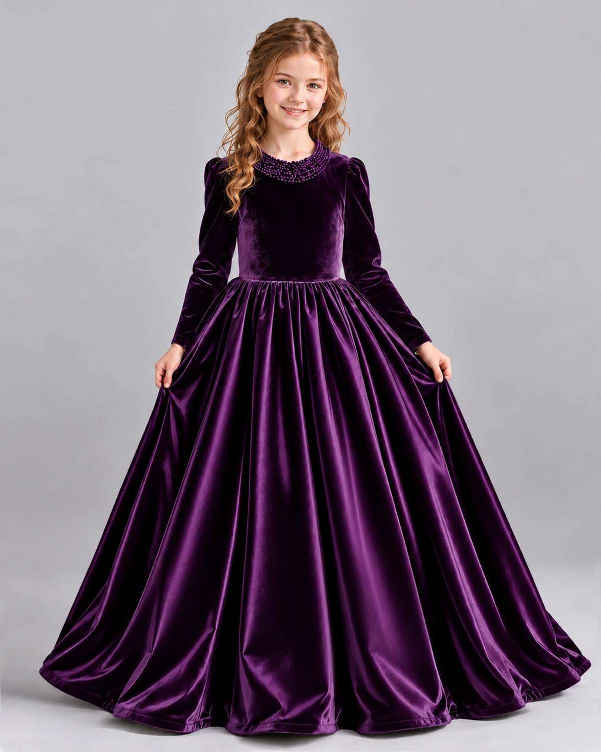 Purple Ball Gown Girls Formal Dress Front