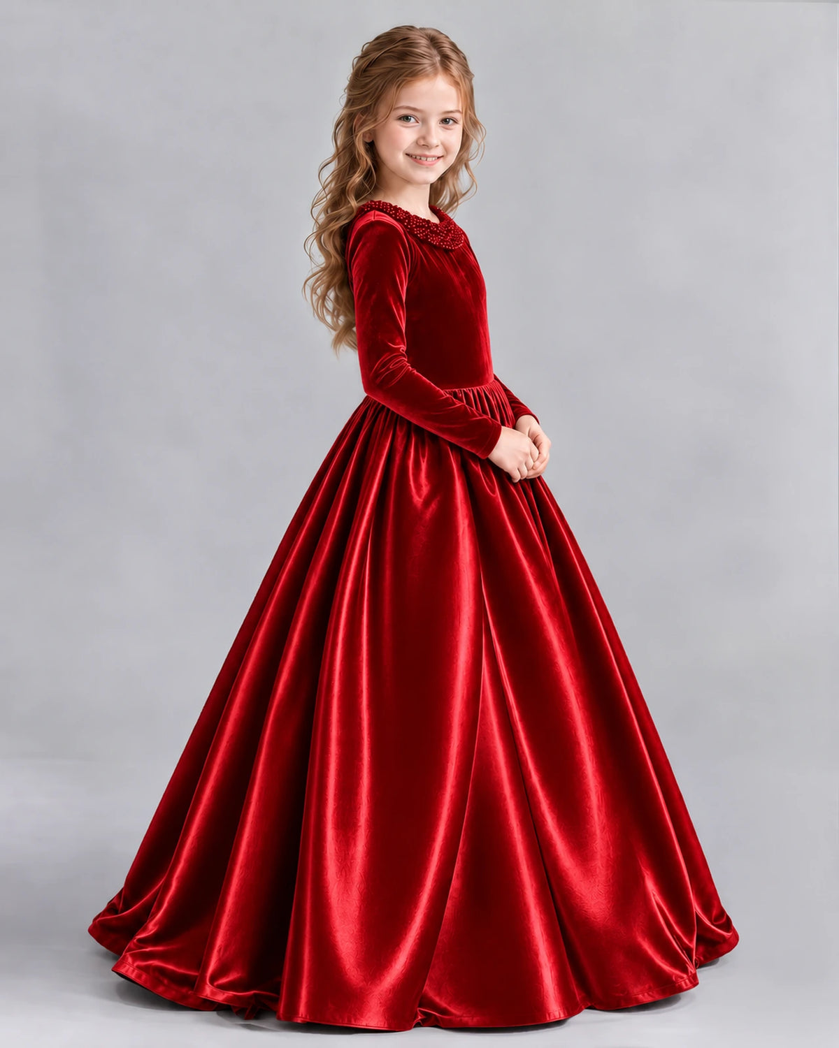 Red Ball Gown Girls Formal Dress Side [Shared]