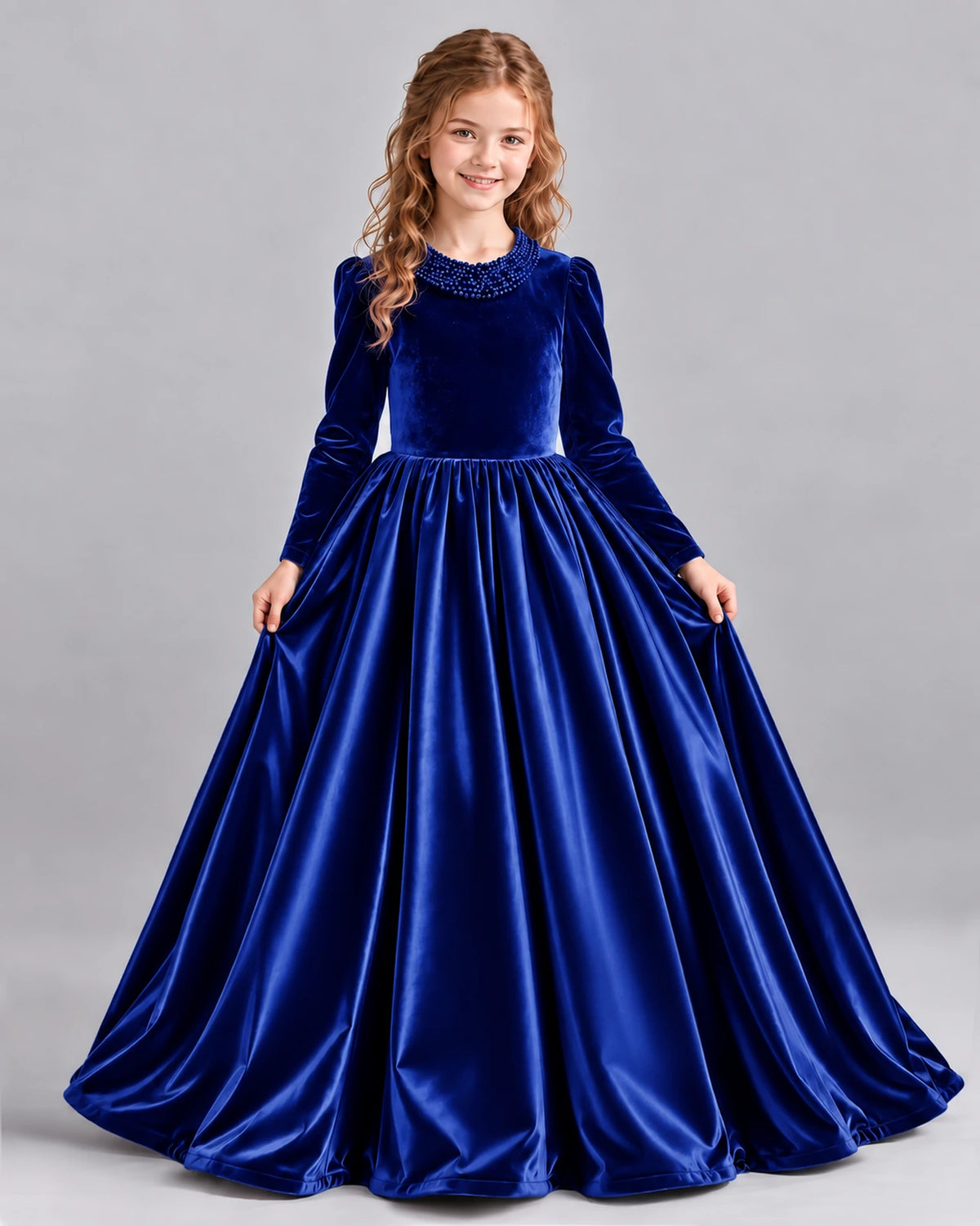 Royal Blue Ball Gown Girls Formal Dress Front