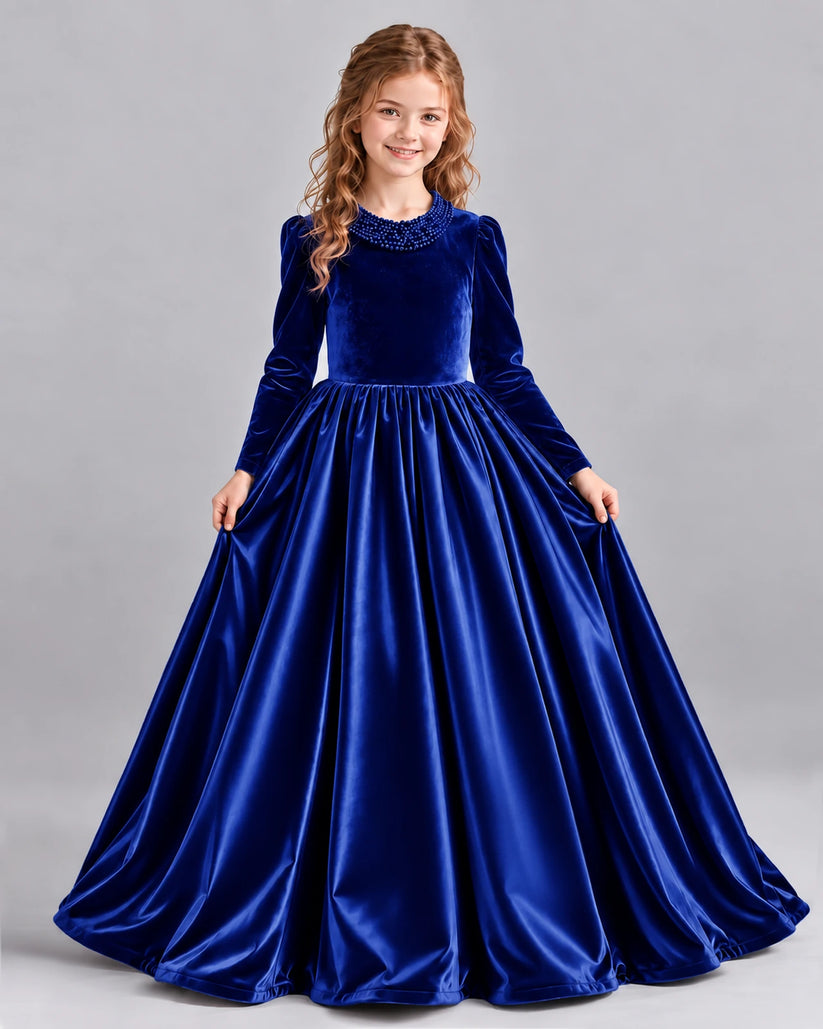 Royal Blue Ball Gown Girls Formal Dress Front