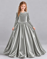 Silver Ball Gown Girls Formal Dress Front