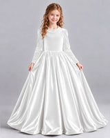 White Ball Gown Girls Formal Dress Front