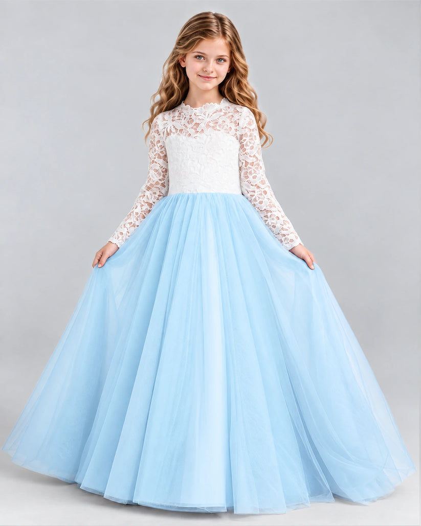 Baby Blue Ball Gown Girls Formal Dresses Front