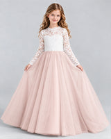 Blush Pink Ball Gown Girls Formal Dresses Front